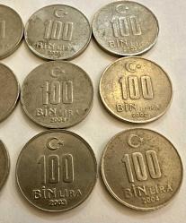 2002-2003-2004 TC 100 Bin Lira 9 adet madeni paralar ÇÇT/ÇT