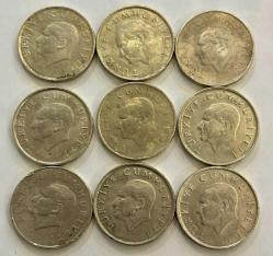 1995-1996-1998-1999-2000 tarihli TC 25 Bin Lira 9 Adet karışık madeni paralar ÇÇT/ÇT