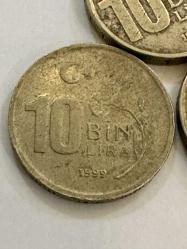 1995-1996-1999 TC 10 Bin lira 3 adet madeni paralar ÇT/T