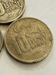 1995-1996-1999 TC 10 Bin lira 3 adet madeni paralar ÇT/T