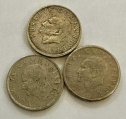 1995-1996-1999 TC 10 Bin lira 3 adet madeni paralar ÇT/T