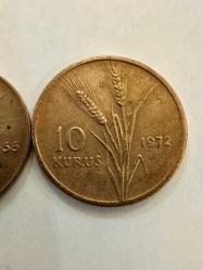 1966-1972 TC 10 kuruş 2 adet madeni paralar ÇÇT