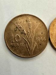 1966-1972 TC 10 kuruş 2 adet madeni paralar ÇÇT