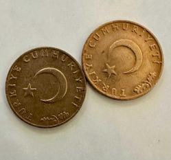 1966-1972 TC 10 kuruş 2 adet madeni paralar ÇÇT