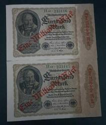 Almanya 1922 1 Milyon Mark Seri Takipli 2 adet Sürşarjlı Çil