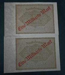 Almanya 1922 1 Milyon Mark Seri Takipli 2 adet Sürşarjlı Çil