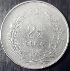 2½ LİRA, 1967 ÇÇT+ (Düz)