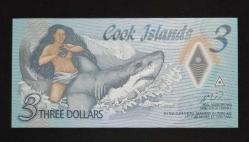 Cook Adaları 3 Dolar ÇİL POLİMER KAĞIT PARA