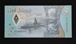 Cook Adaları 3 Dolar ÇİL POLİMER KAĞIT PARA