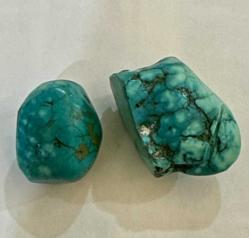 LOT.1 » %100 orjinal doğal Hakiki 192 karat Turkuaz Firuze 2 adet takılık işlenmemiş taşlar