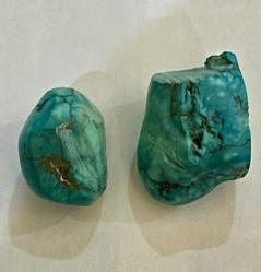 %100 orjinal doğal Hakiki 192 karat Turkuaz Firuze 2 adet takılık işlenmemiş taşlar