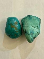 %100 orjinal doğal Hakiki 192 karat Turkuaz Firuze 2 adet takılık işlenmemiş taşlar