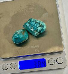 %100 orjinal doğal Hakiki 192 karat Turkuaz Firuze 2 adet takılık işlenmemiş taşlar