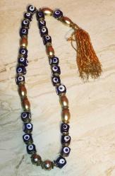 1953-EL YAPIMI PÜSKÜLLÜ NAZAR BONCUKLU TESPİH/DUVAR SÜSÜ