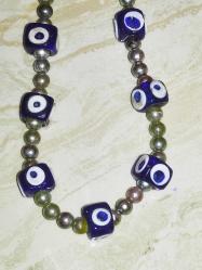 1952-EL YAPIMI NAZAR BONCUKLU TESPİH/DUVAR SÜSÜ