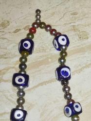 1952-EL YAPIMI NAZAR BONCUKLU TESPİH/DUVAR SÜSÜ