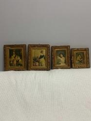 Antika İpek Üzerine baskı tablo(4 Adet)