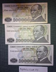 Türkiye Cumhuriyeti - 7. Emisyon/ 2. Tertip - 10 TL.- 3 Adet /ÇÇT/XF