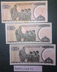 Türkiye Cumhuriyeti - 7. Emisyon/ 2. Tertip - 10 TL.- 3 Adet /ÇÇT/XF