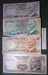 Türkiye Cumhuriyeti - 6.Emisyon/1. 2.ve 3 . Tertip 5 TL./ 10 TL./ 20 TL.50 TL. - 4 Adet /ÇİL/ÇÇT/XF