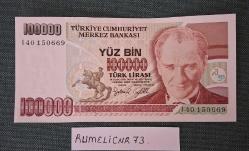 Türkiye Cumhuriyeti - 7. Emisyon/ 3. Tertip - 100.000 TL.- 1 Adet /ÇİL/UNC