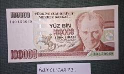 Türkiye Cumhuriyeti - 7. Emisyon/ 3. Tertip - 100.000 TL.- 1 Adet /ÇİL/UNC