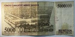 7. Emisyon 5 Milyon Türk Lirası A42 968905 Çok Temiz Kondisyonda Koleksiyonluk Eski Para
