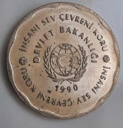 HERŞEY İNSAN İÇİNDİR. ÇEVRE EMANETTİR. 1990 YILI MADALYON