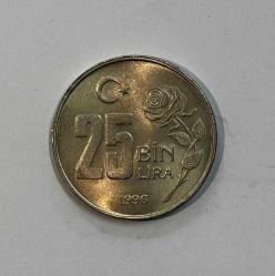 1996 25 Bin Türk Lirası Bakır-Nikel Çil Kondisyonda Koleksiyonluk Eski Para