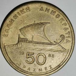 YUNANİSTAN  1988   50 DRAHMİ