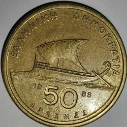 YUNANİSTAN  1988   50 DRAHMİ