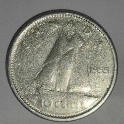 KANADA  1955  10 CENT  GÜMÜŞ  2,3 GRAM