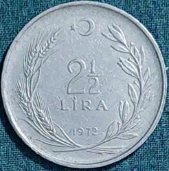 2½ LİRA, 1972 ÇÇT+ (Ters)