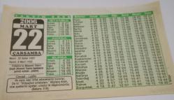 22 Mart 2006-Orijinal Takvim Yaprağı-Doğum Günü-Söz,Nişan,Nikâh,Düğün ve Önemli Günler Hediyesi-Bizim Anadolu Takvimleri-Ayet-Hadis(Bakara:219)(Filistin'in Manevi lideri Şeyh Ahmed Yasin hunharca şehid edildi(2004))-Cevad,Latife-Dinde Zorlama Yoktur