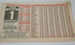 1 Nisan 2006-Orijinal Takvim Yaprağı-Doğum Günü-Söz,Nişan,Nikâh,Düğün ve Önemli Günler Hediyesi-Bizim Anadolu Takvimleri-Ayet-Hadis(En'am:116)(Çin'de SARS virüsü alarmı(2003))-Şamil-Meliha-Ali İbn Ebi Talib(r.a.)