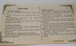 13 Nisan 2006-Orijinal Takvim Yaprağı-Doğum Günü-Söz,Nişan,Nikâh,Düğün ve Önemli Günler Hediyesi-Bizim Anadolu Takvimleri-Ayet-Hadis(Tevbe:129)(Irak Milli Kütüphanesi ve Bağdat Müzesi işgal güçlerince yağmalandı(2003))-Ukbe,Münire-İlkyardım