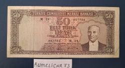 Türkiye Cumhuriyeti - 5.Emisyon / 6. Tertip - 50 Lira - SERİ: M29 067786 - ÇT/VF