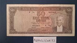 Türkiye Cumhuriyeti - 5.Emisyon / 7. Tertip - 50 Lira - SERİ: P76 062463 - ÇT/VF