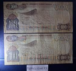 Türkiye Cumhuriyeti - 6.Emisyon/ 3. Tertip 100 TL.-SERİ NO: J24/J49  2 Adet /ÇT/VF