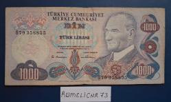 Türkiye Cumhuriyeti - 6.Emisyon/ 1. Tertip 1000 TL. - SERİ NO: B79 358855 Değerli seri no -ÇT/VF
