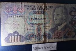 Türkiye Cumhuriyeti - 6.Emisyon/ 1. Tertip 1000 TL. - SERİ NO: B79 358855 Değerli seri no -ÇT/VF