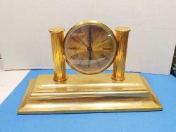 MS13-----ELCASCO MARKA ALTIN KASA PİLİ BİTİK YADA ÇALIŞMIYOR MASA SAATİ