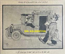 Osmanlıca Akbaba Mizah Dergisi-Gazetesi, Orijinal Dönem Basım, (Ottoman Magazine-Newspaper) - 27 Ocak (Kanun-i Sani) 1927 - Sayı: 433 - Karikatürist Ramiz Gökçe'nin Çalışması: Her Ayağı Bir Kıtaya Basan İngiliz Arslanının Çin'de Kuyruğu Sıkıştı.. 