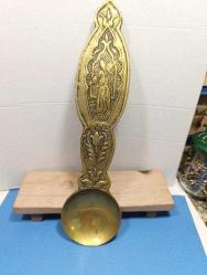 RF74------MEVLEVİ DEKORLU YAŞLI PİRİNÇ DÖKÜM DUVAR SÜSÜ KAŞIK