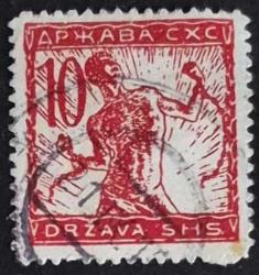 +++ YUGOSLAVYA KRALLIK FİSKAL , SLOVENYA  ÖZGÜRLÜK   1918     10P   - DAMGALI , HALİYLE