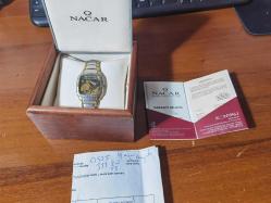 darphane gümüş  para kadranlı nacar kol saati kutusunda kullanılmış  çalışır durumda