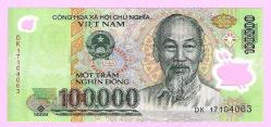 LOT.6 » Vietnam 100 000 Dong MIX YEAR Polymer UNC  (TK 19 154) ÇİL