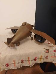 Büyük Saatli ve Termometreli Metal Uçak