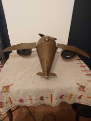 Büyük Saatli ve Termometreli Metal Uçak