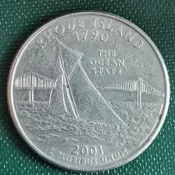 AMERİKA  2001 P   25 CENT  ÇEYREK DOLAR   50 Eyalet Çeyreklikleri - RHODE ISLAND